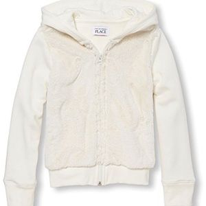 Girls' Full-Zip Sweatshirt with Faux Fur